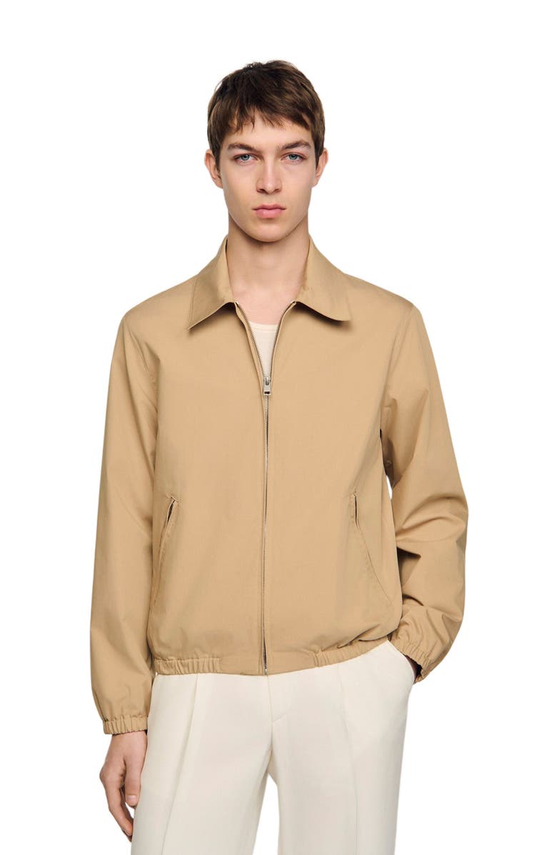 SANDRO Zip-up cotton jacket, Alternate, color, Sand