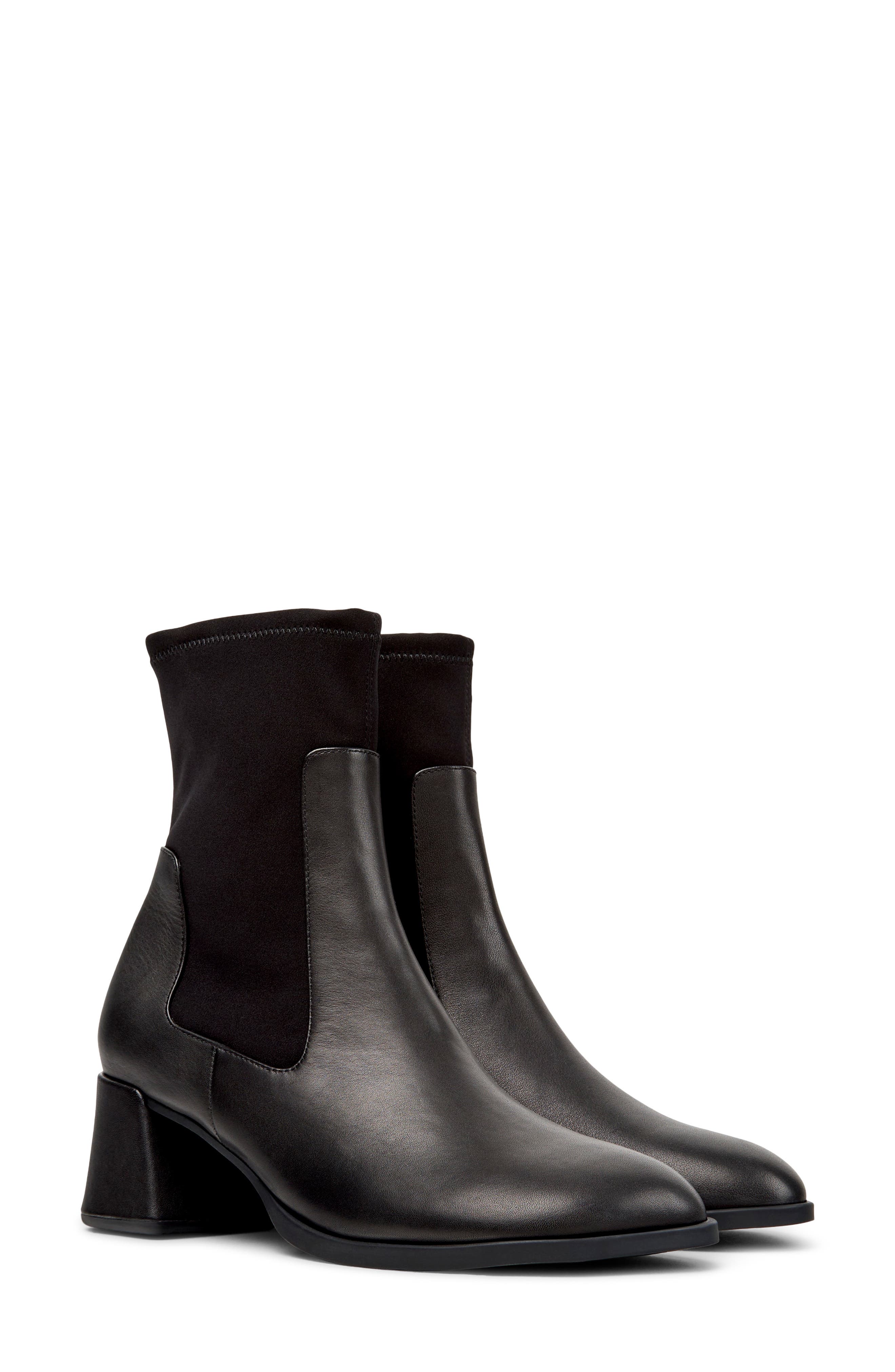 Kora Leather Bootie, Main, color, BLACK
