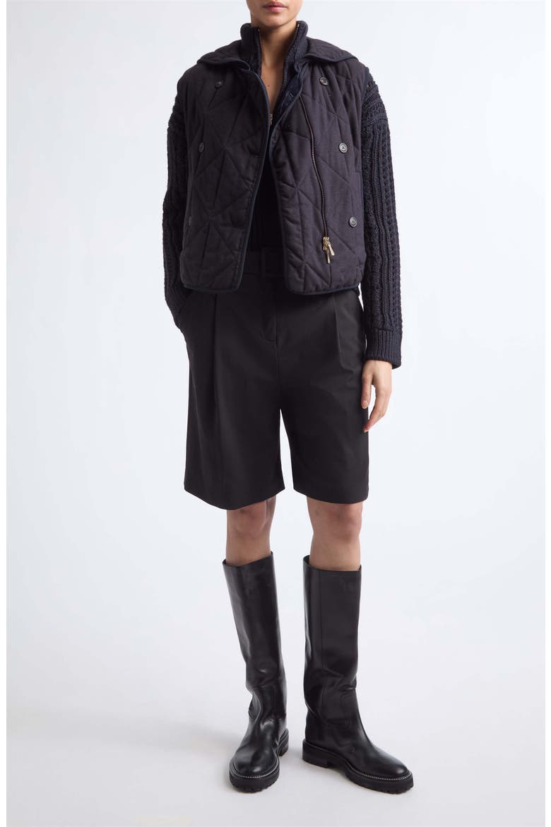 Belted Stretch Virgin Wool Shorts, Alternate, color, 22 BLACK