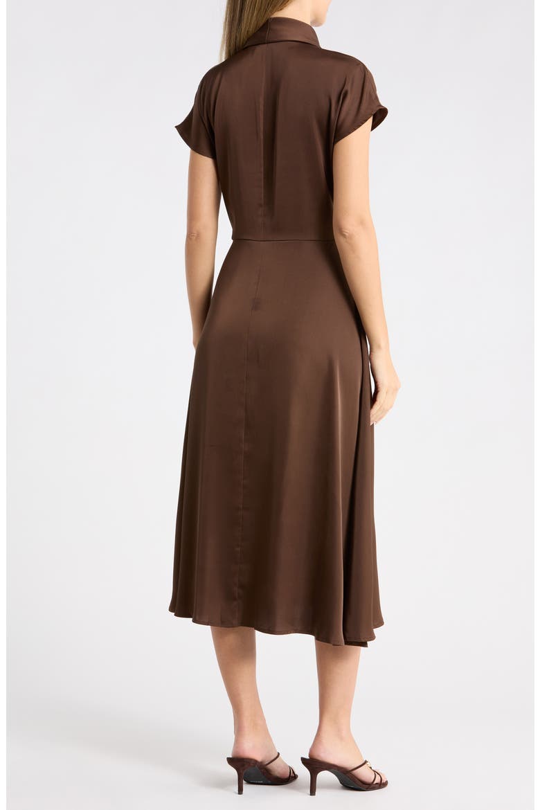 Cowl Neck Satin Midi Dress, Alternate, color, BROWN