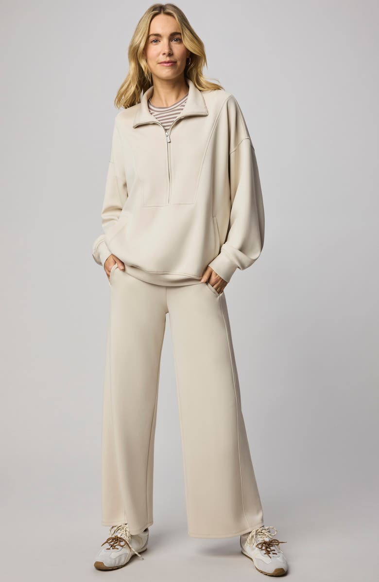 Splendid Scubasoft Wide Leg Drawstring Pants, Alternate, color, Pale Oak White