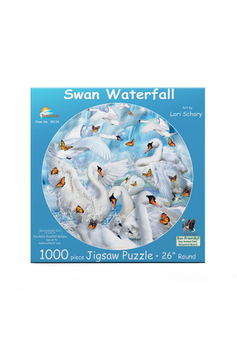 Swan Waterfall 1000 piece Jigsaw Puzzle for Adults Round, Alternate, color, Multicolor
