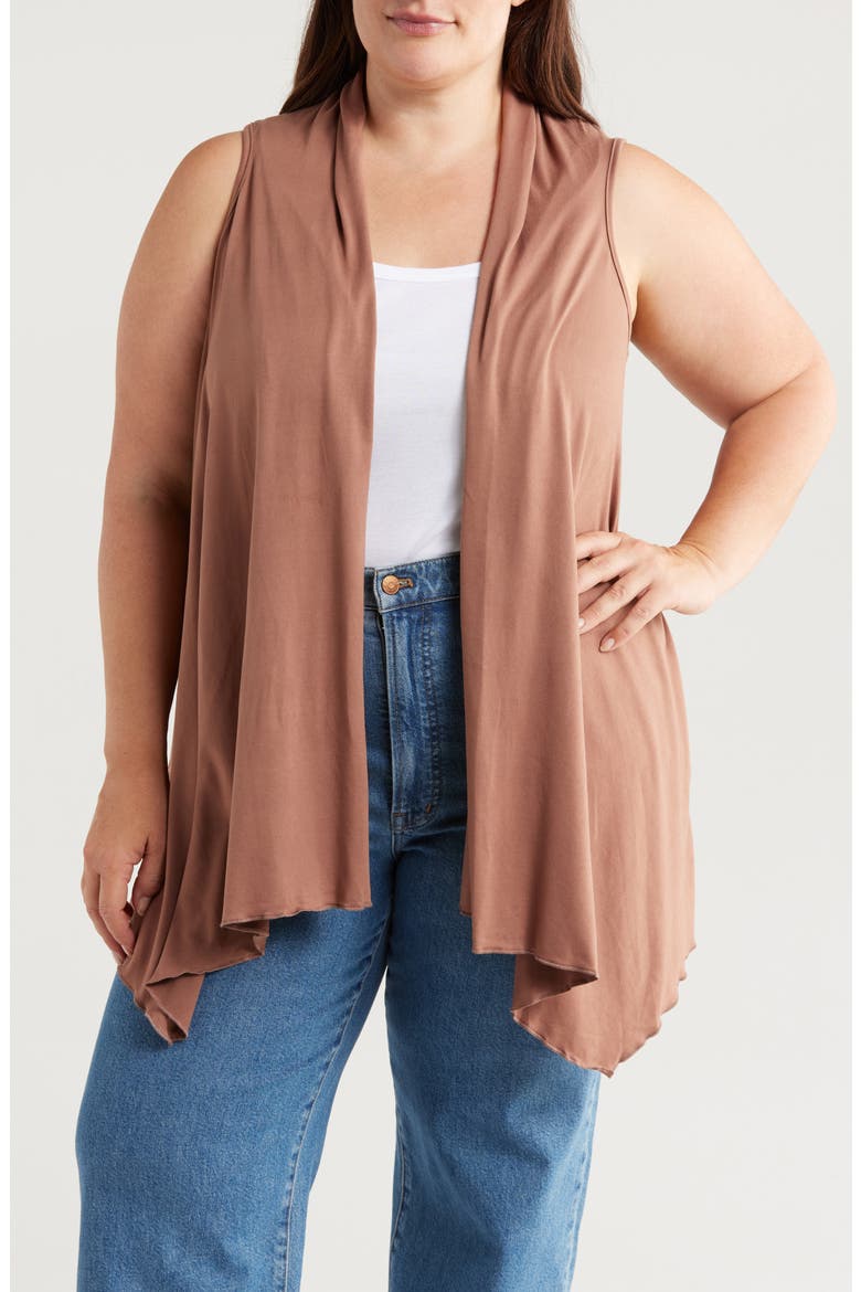 Open Front Sidetail Stretch Vest, Main, color, NUDE