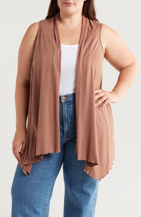 Open Front Sidetail Stretch Vest (Plus)
