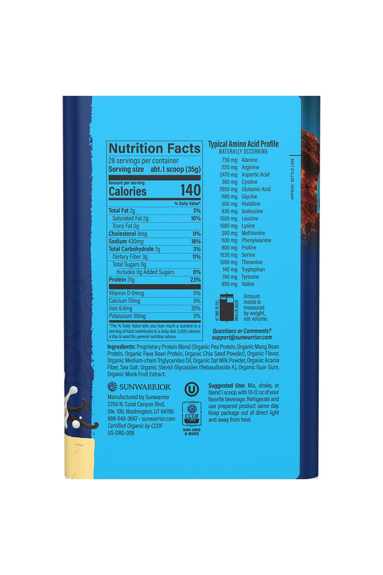 Organic Warrior Blend Performance Protein Powder, Alternate, color, Vanilla, 993.8g (28 srv)