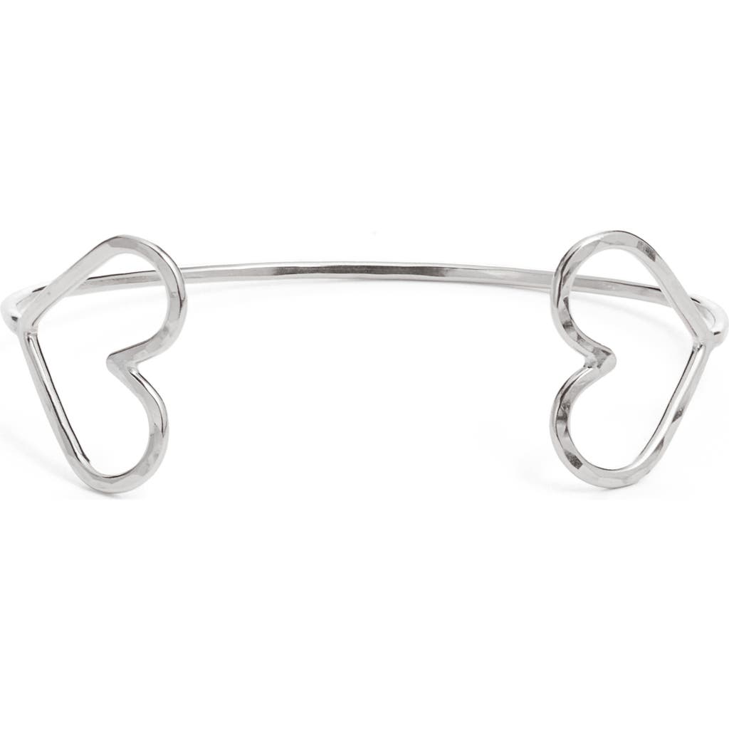 Nashelle Double Heart Ear Cuff In Sterling Silver