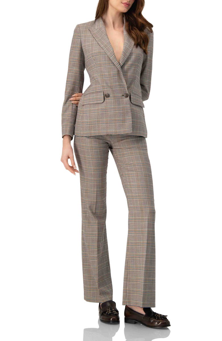 IVONNE Double-Breasted Prince of Wales Blazer, Alternate, color, Multi-Brown