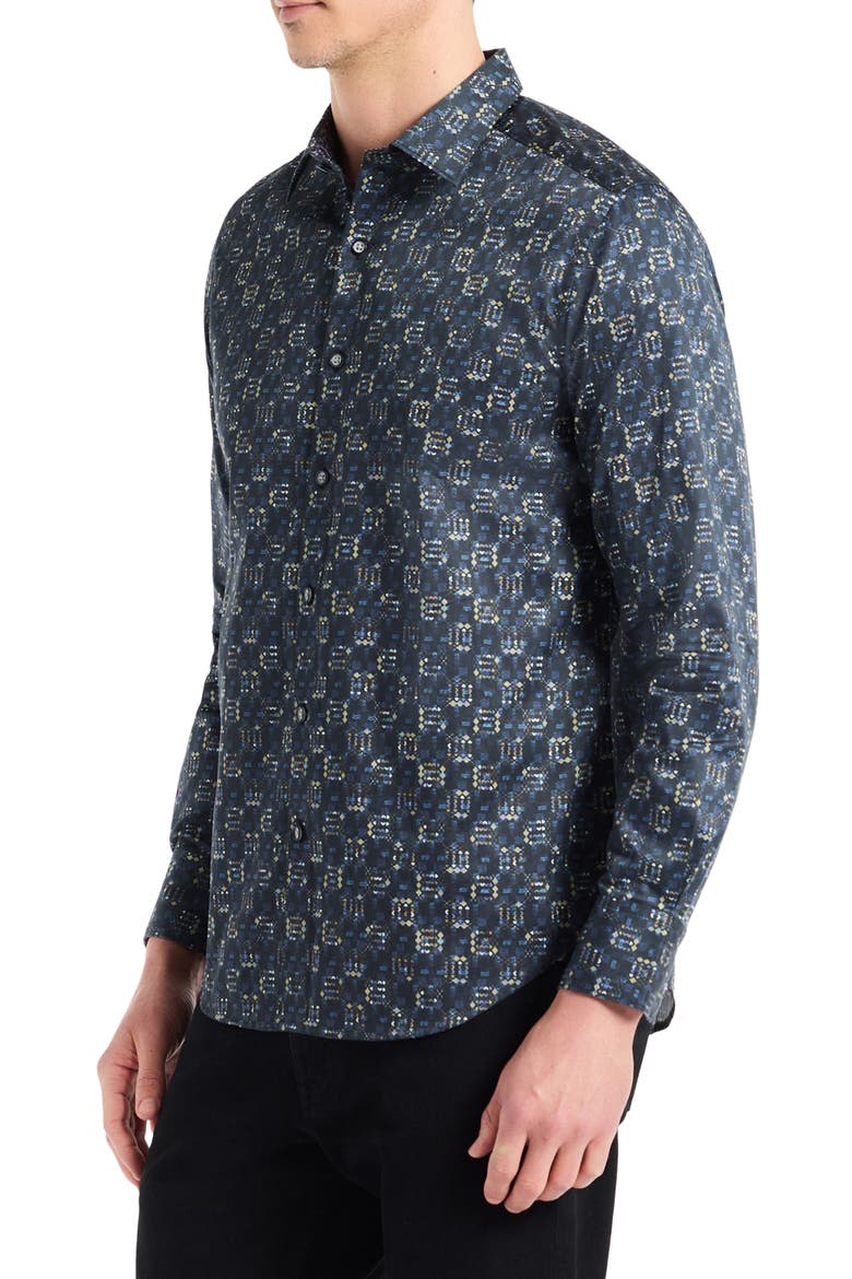 Deckard Cotton Button-Up Shirt, Alternate, color, GREY MULTI