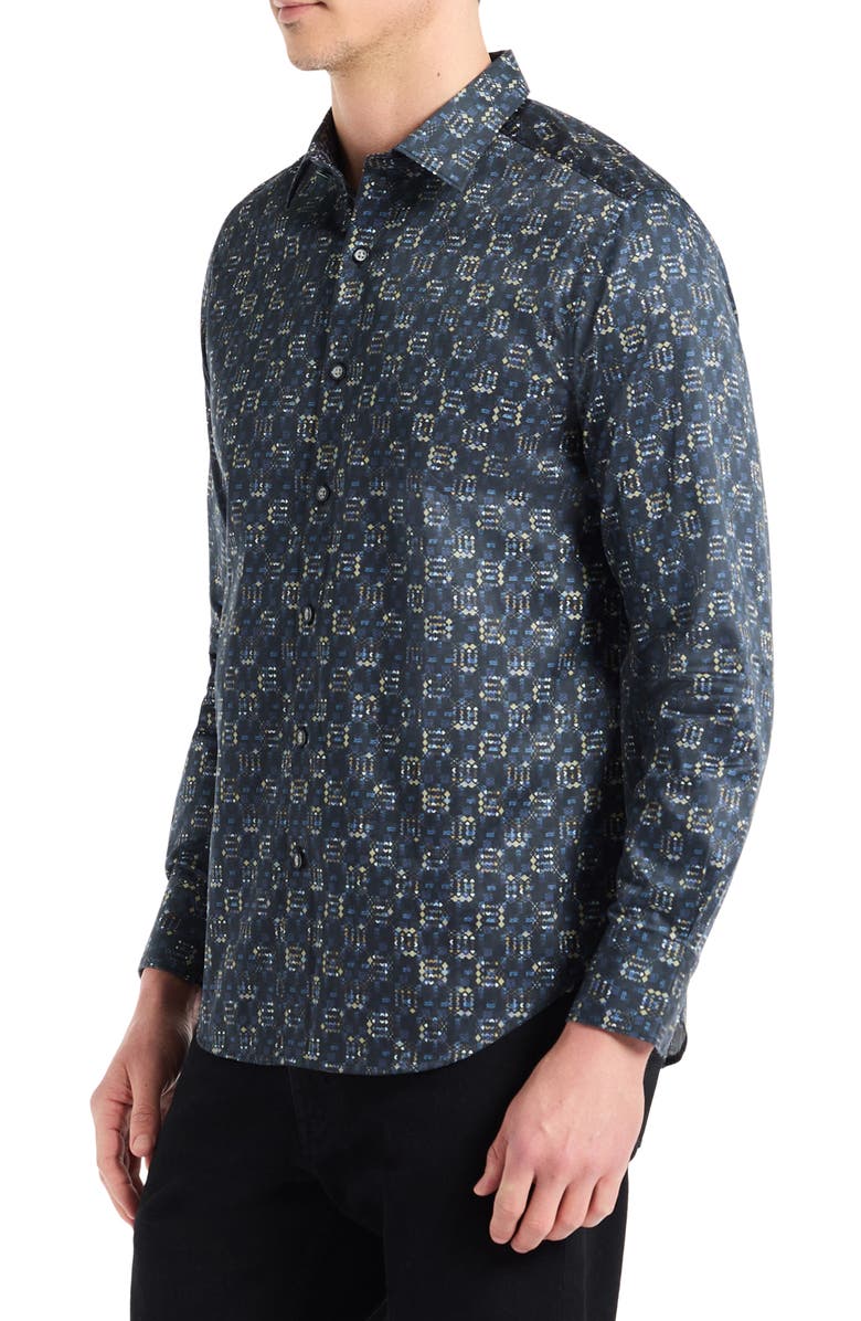 Robert Graham Deckard Cotton Button-Up Shirt, Alternate, color, Grey Multi