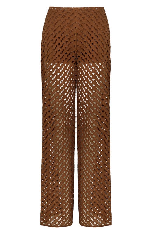 Vix Paula Hermanny Venice Wide Leg Cotton Cover-up Pants In Brown