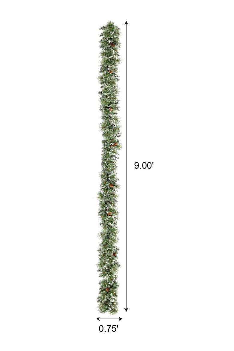 Set of 2 Frosted Christmas Garland with Lights and Timer, Alternate, color, Green