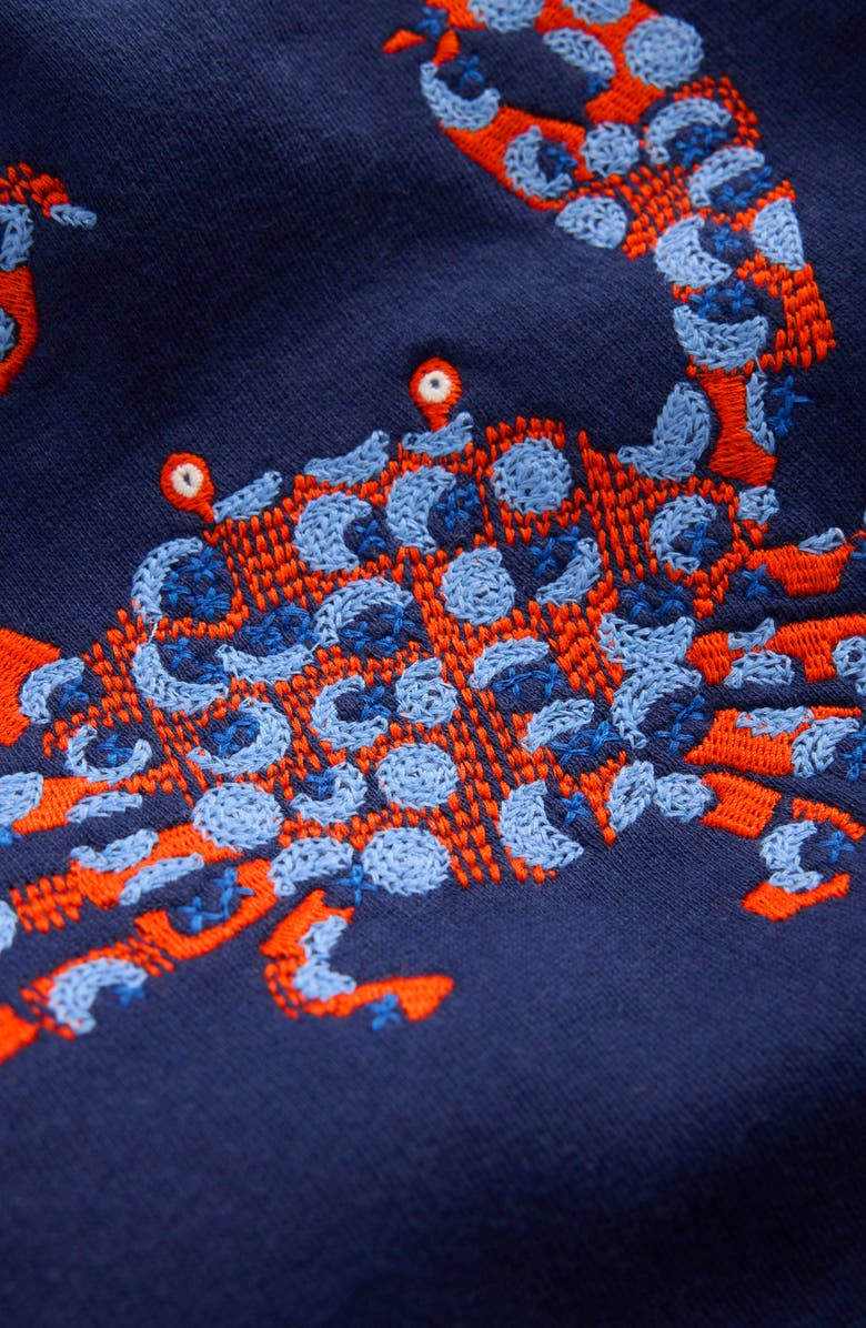 Mini Boden Kids' Sea Embroidered Sweatshirt, Alternate, color, Medieval Blue Seacreatures