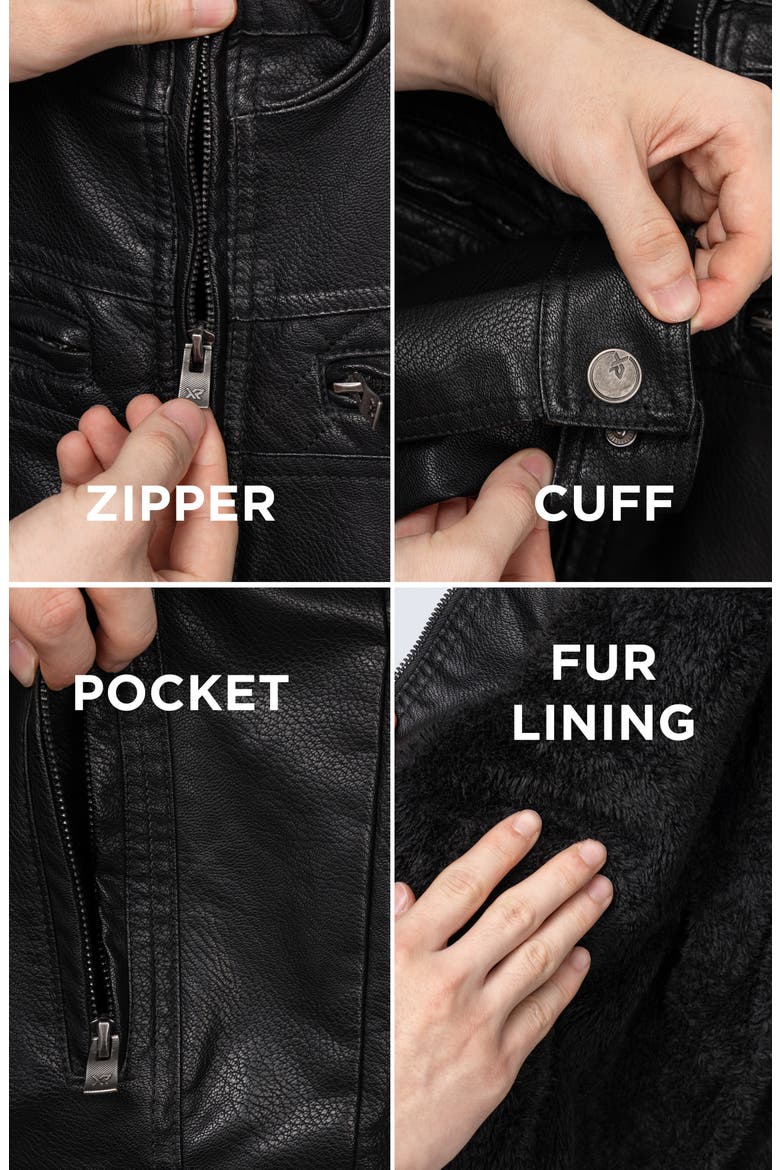 Faux Leather Casual Motorcycle Jacket, Alternate, color, BLACK