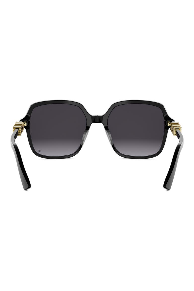 'DiorTreasure S1I 54mm Square Sunglasses, Alternate, color, SHINY BLACK / GRADIENT SMOKE
