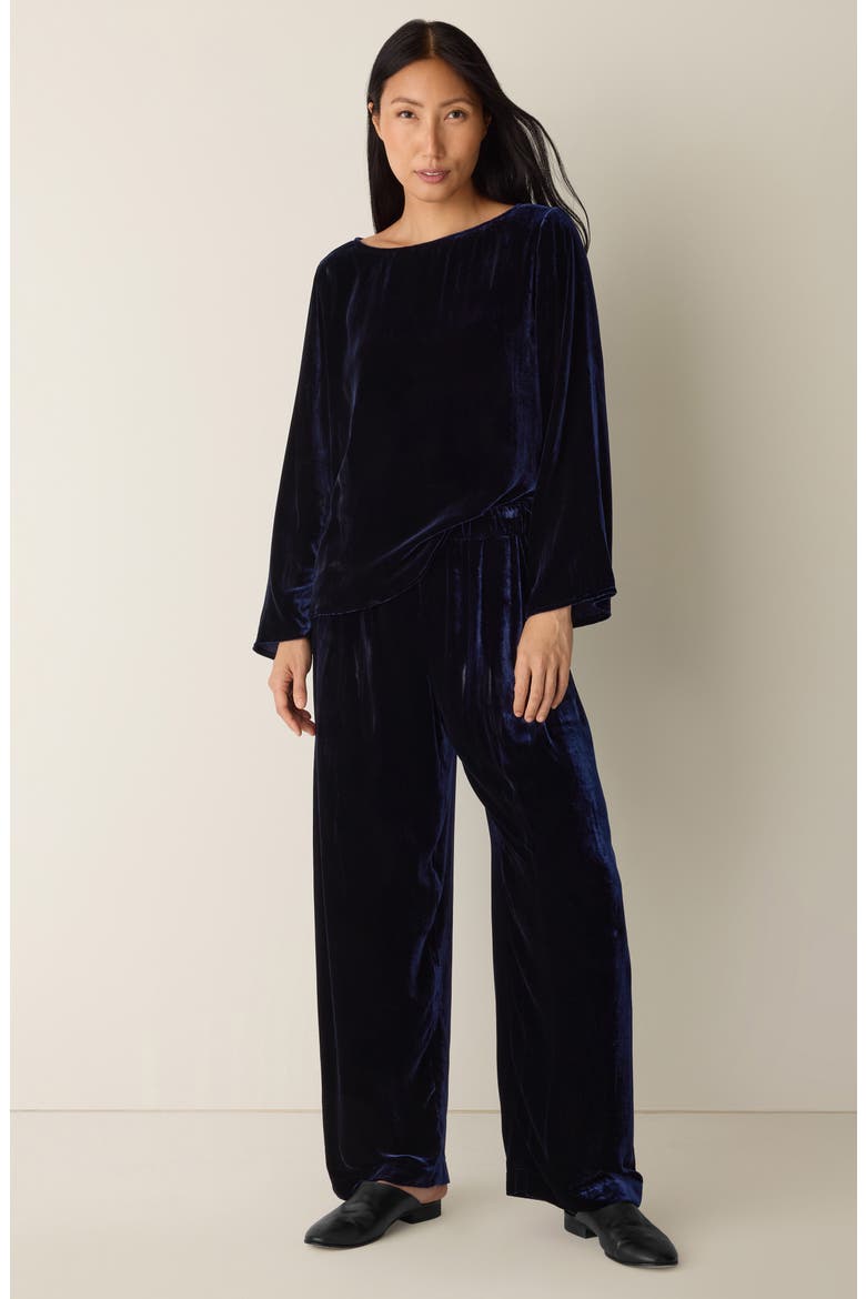 Ballet Neck Flare Sleeve Velvet Top, Alternate, color, INK