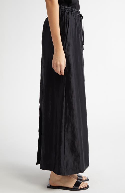 Shop Loulou Studio Loulou De Saison Liam Linen & Silk Satin Maxi Skirt In Black