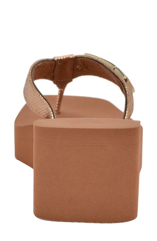 Guess Elowen Platform Wedge Flip Flop In Bronze