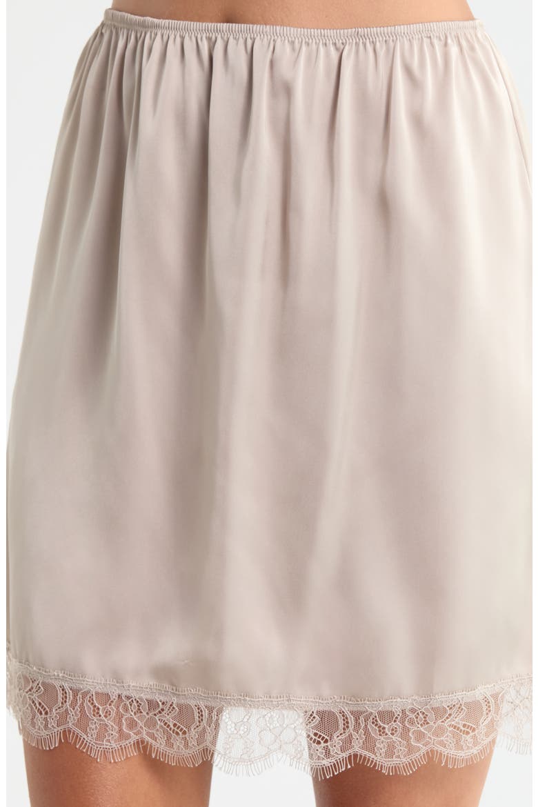 Scalloped Lace Trim Satin Slip Skirt, Alternate, color, BEIGE STRING