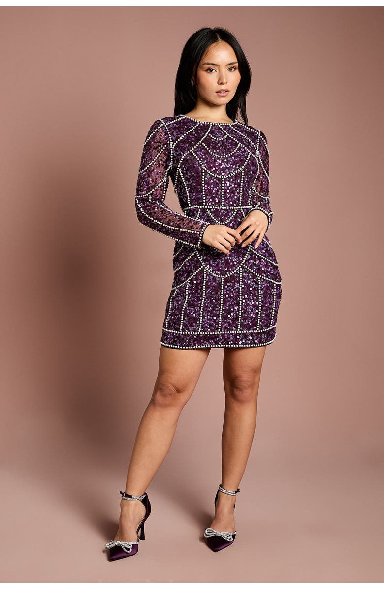 Coast Petite Embellished Mini Dress, Alternate, color, Fig