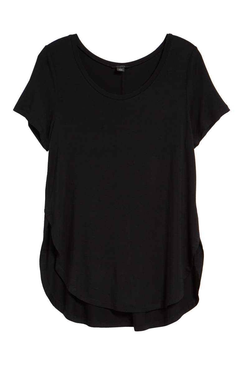Short Sleeve Shirttail Tee, Alternate, color, BLACK