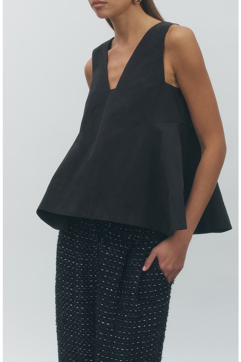 Tory Peplum Cotton Top, Alternate, color, BLACK