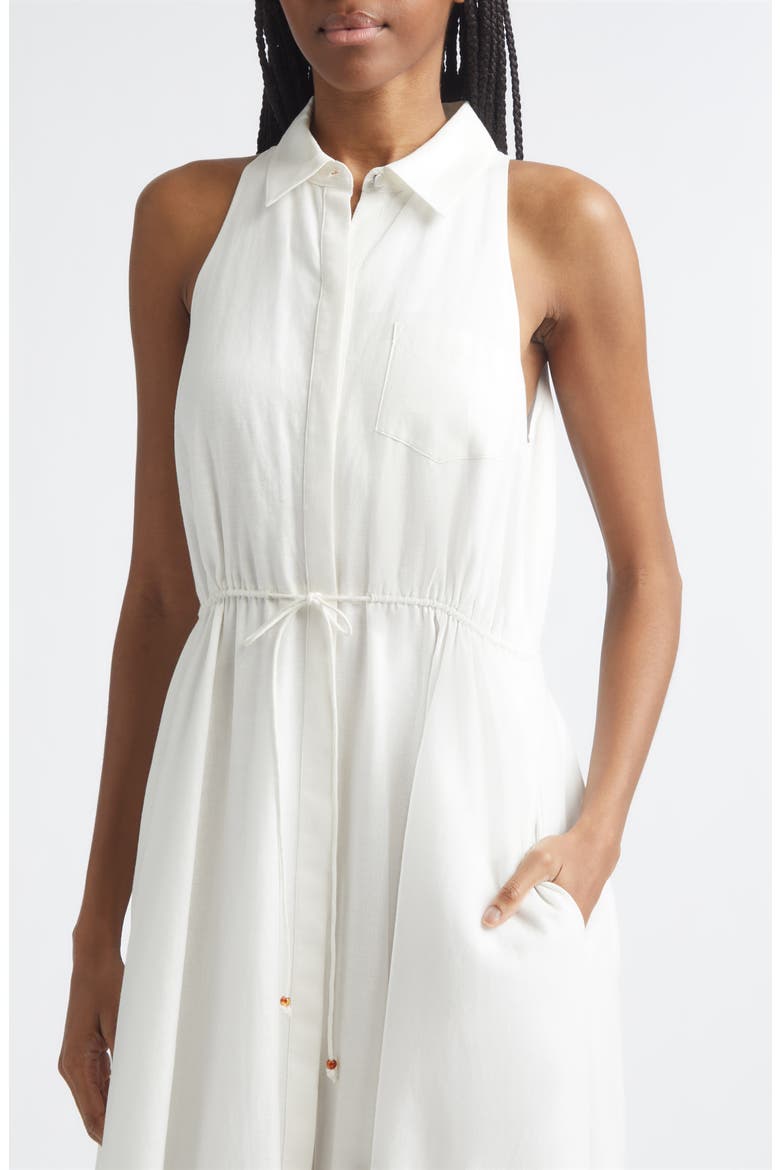 Tiana Sleeveless Linen & Cotton Shirtdress, Alternate, color, COCONUT