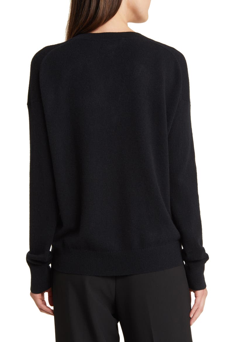 Cashmere V-Neck Sweater, Alternate, color, BLACK ROCK