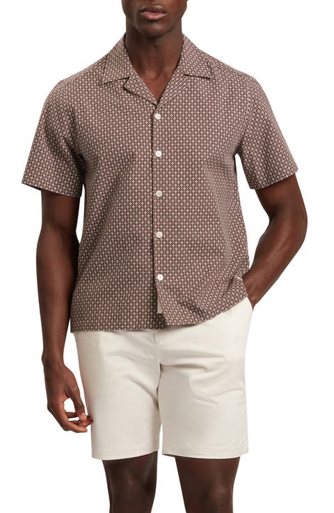 Merrick Geo Print Cotton Camp Shirt