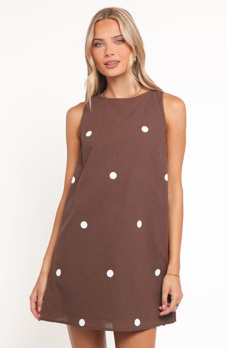 Petal & Pup Chantelle Sleeveless Minidress, Alternate, color, Chocolate Polka Dot