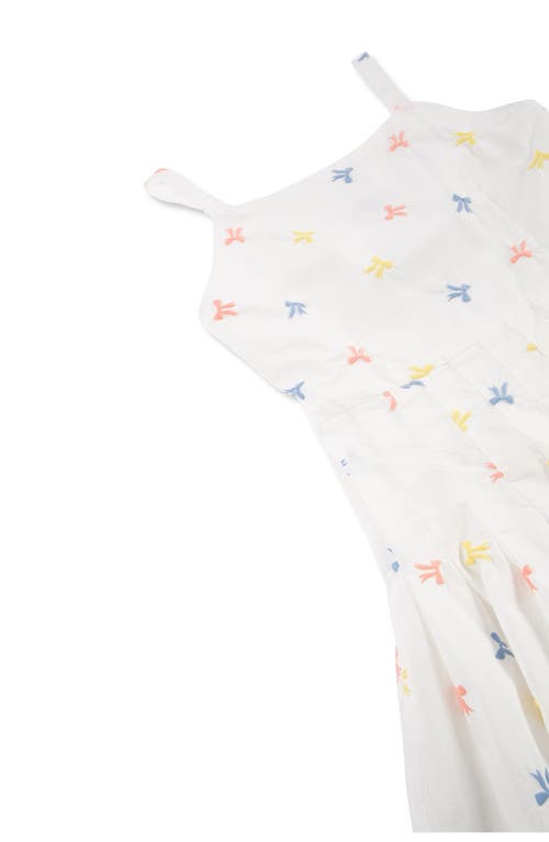 Truce Kids' Bow Print Open Back Cotton Sundress In White