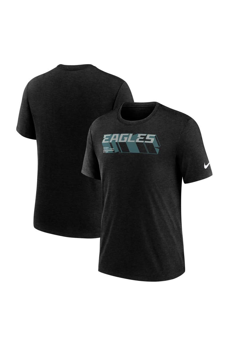 Men's Nike Heather Black Philadelphia Eagles Long Pass Tri-Blend T-Shirt, Alternate, color, Heather Black