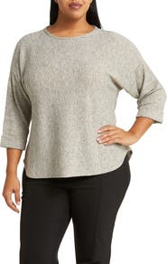 MAX STUDIO Three-Quarter Sleeve Rib Top