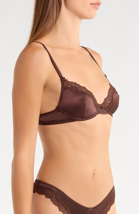 Chuchotee Classique Lace Trim Satin Bra
