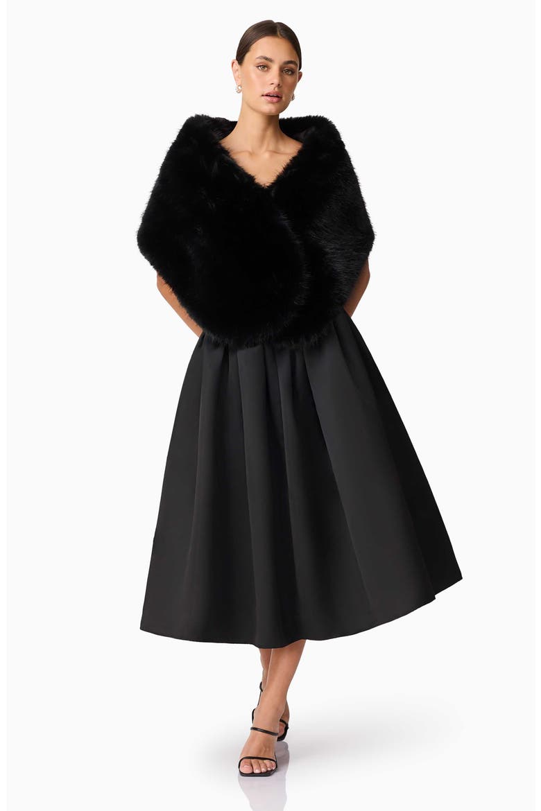 Lucyna Faux Fur Capelet, Alternate, color, BLACK