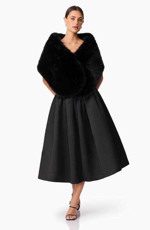 Elliatt Lucyna Faux Fur Capelet Cocktail Dress In Black