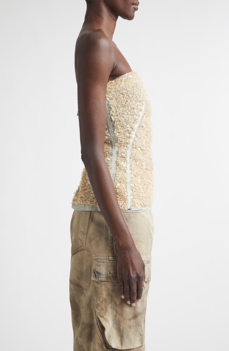 Rick Owens Sequin Tulle Bustier Top, Alternate, color, Light Blue/ Sand