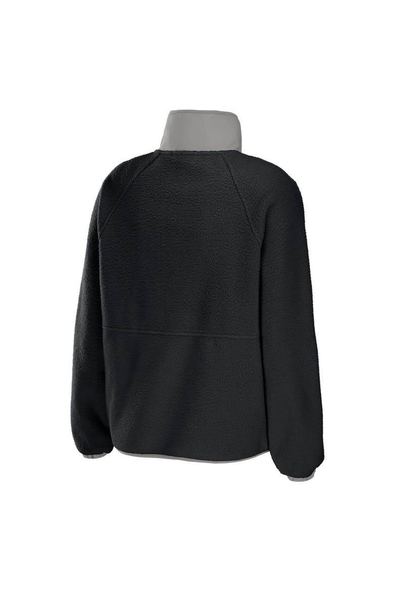 Women's WEAR by Erin Andrews Black Las Vegas Raiders Polar Fleece Raglan Full-Snap Jacket, Alternate, color, Black