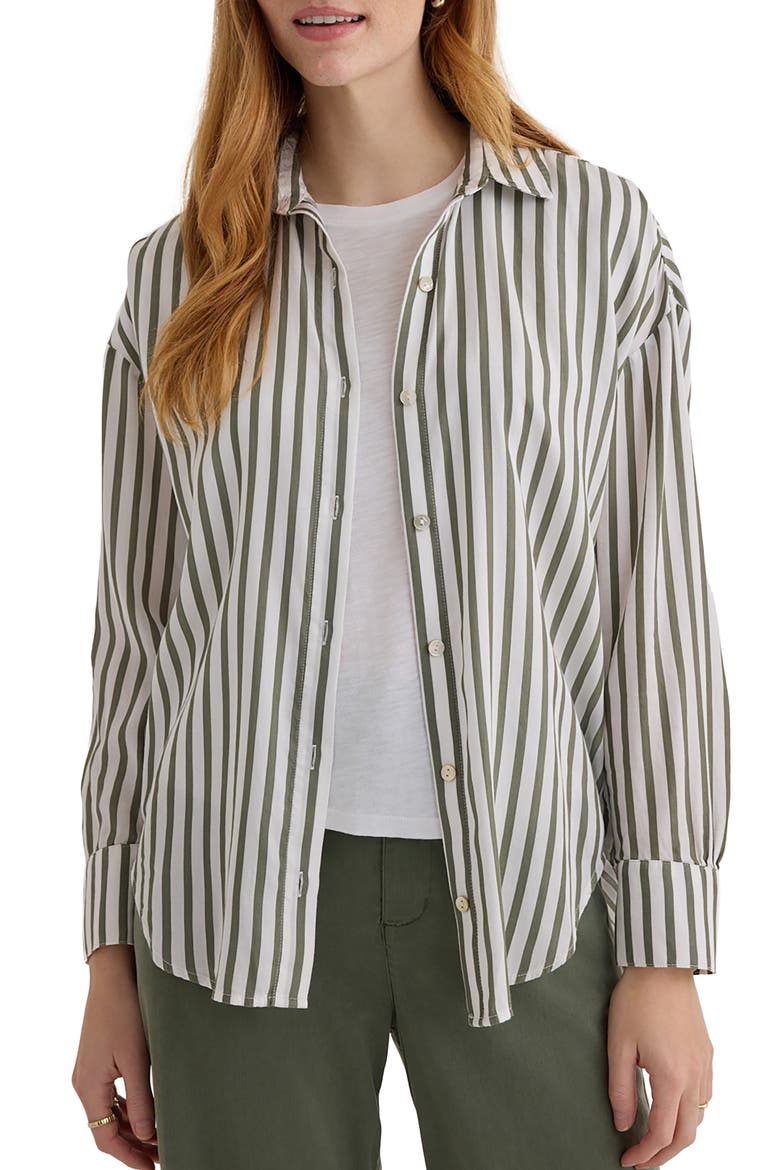 Stripe Oversize Button-Up Shirt, Main, color, FERNWOOD STRIPE
