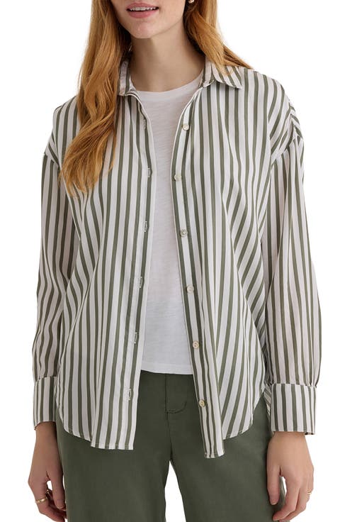 Stripe Oversize Button-Up Shirt