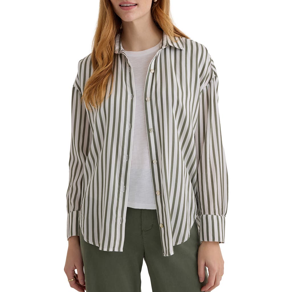 Bella Dahl Stripe Oversize Button-up Shirt In Green