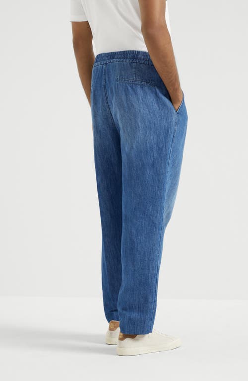 Brunello Cucinelli Trousers With Drawstring In Medium Denim