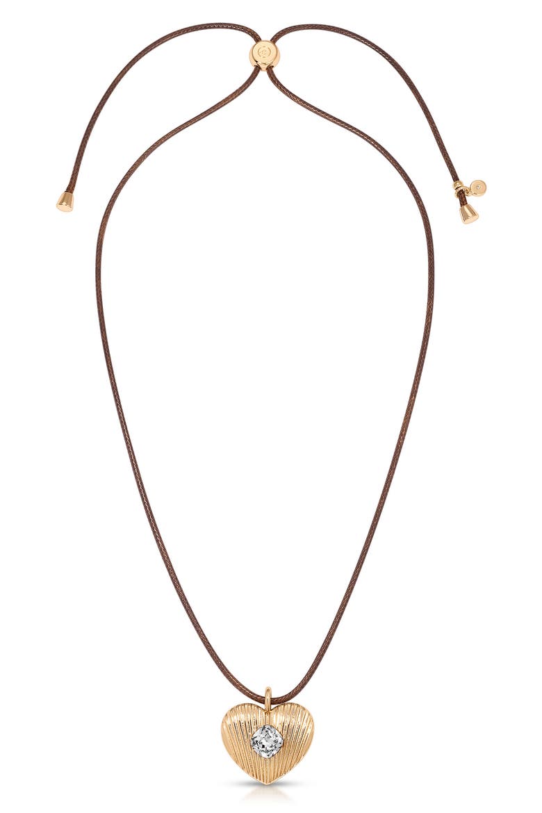 Heart Pendant Cord Necklace, Main, color, CLEAR
