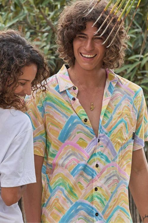 Baja Llama Rainbow Mountains Button Up In Multi In Multi