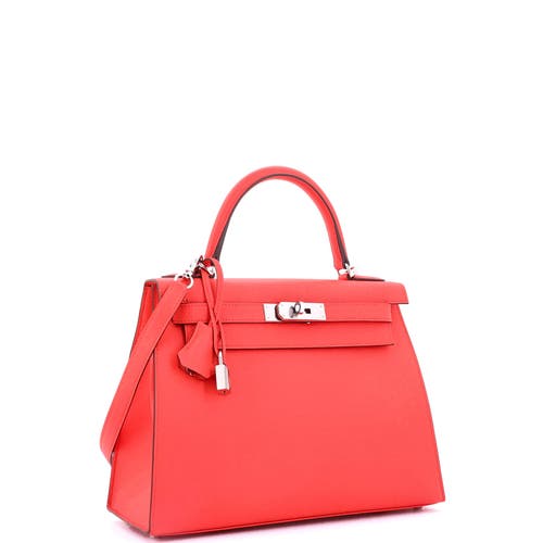 Pre-owned Hermes  Hermes Kelly Handbag Pink Epsom With Palladium Hardware 28