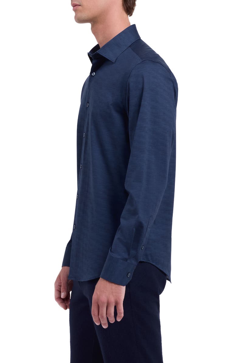 Bugatchi James OoohCotton<sup>®</sup> Herringbone Button-Up Shirt, Alternate, color, Navy