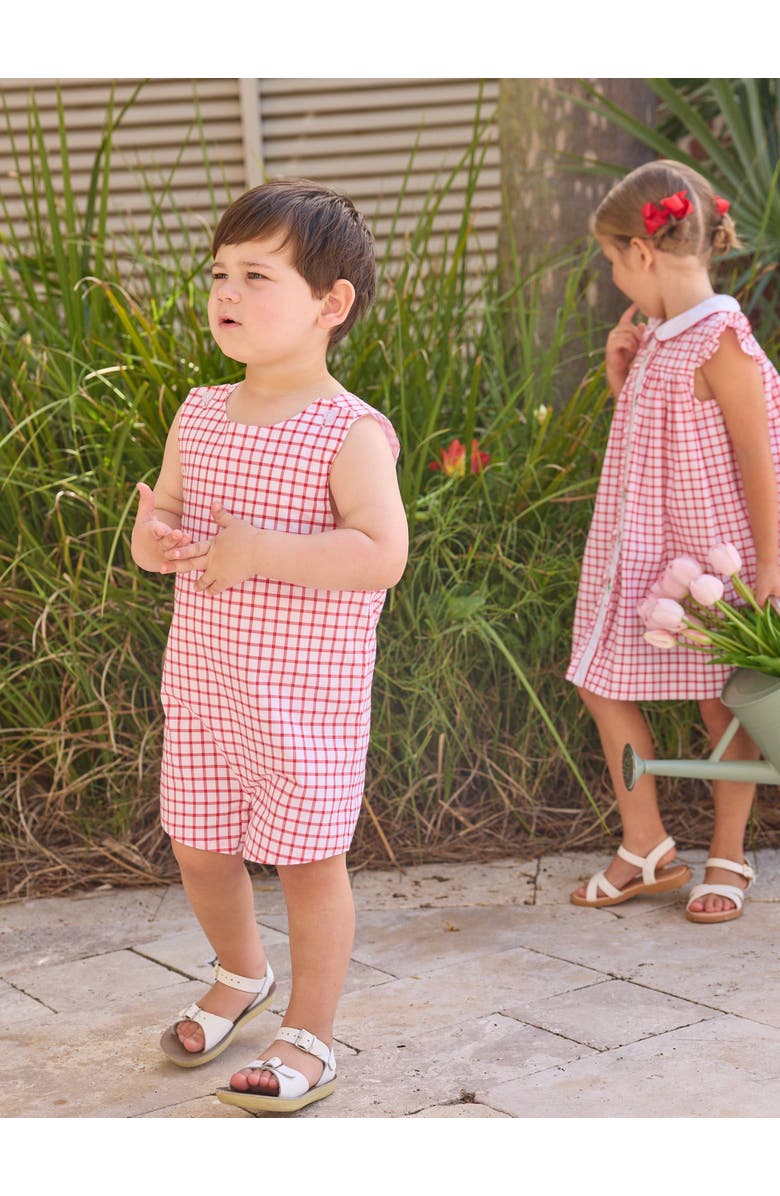 Little English Kids' Windowpane Vintage John John, Alternate, color, Red Windowpane