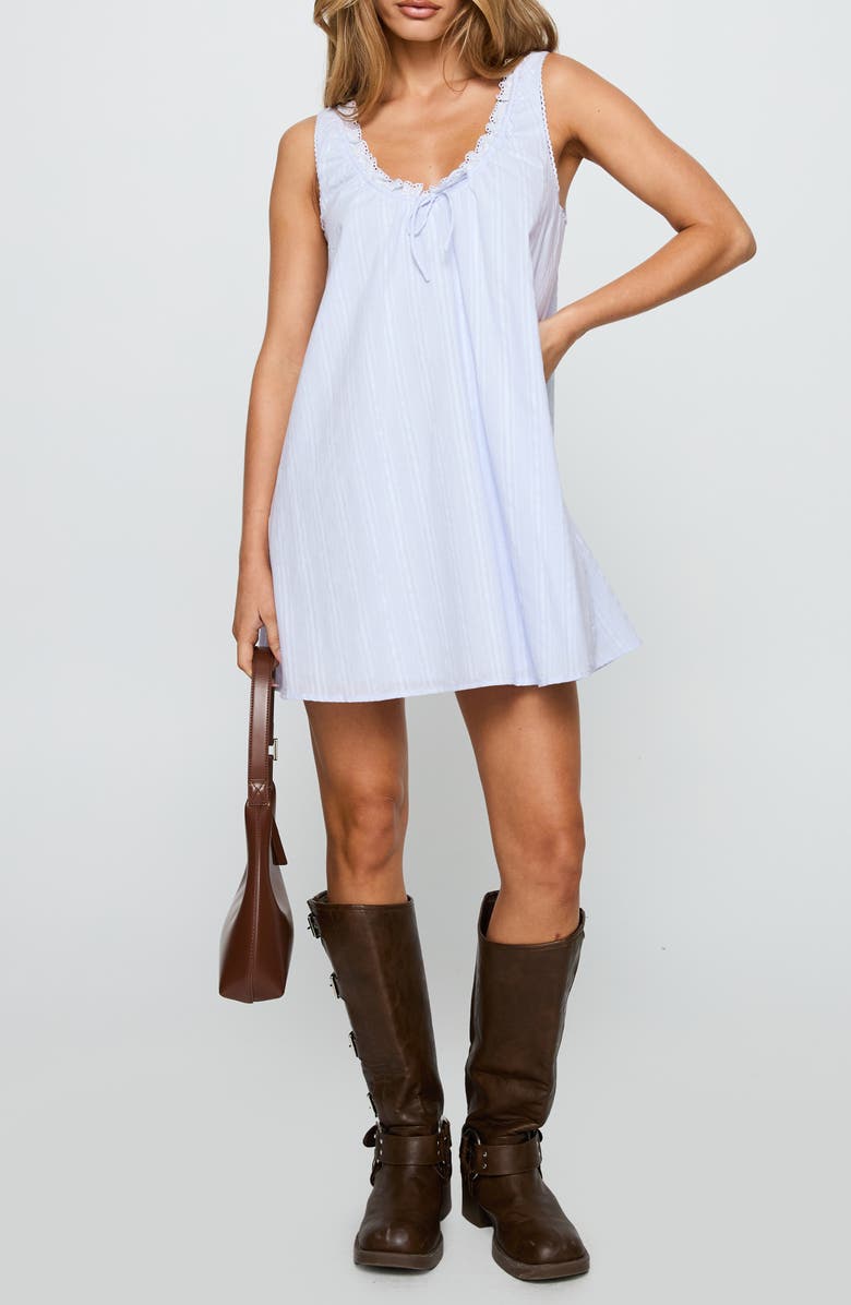 Princess Polly Antiquity Sleeveless Swing Minidress, Main, color, Blue