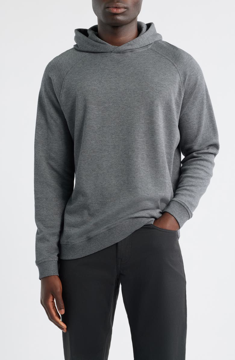 Peter Millar Crown Comfort Piqué Hoodie, Main, color, Charcoal