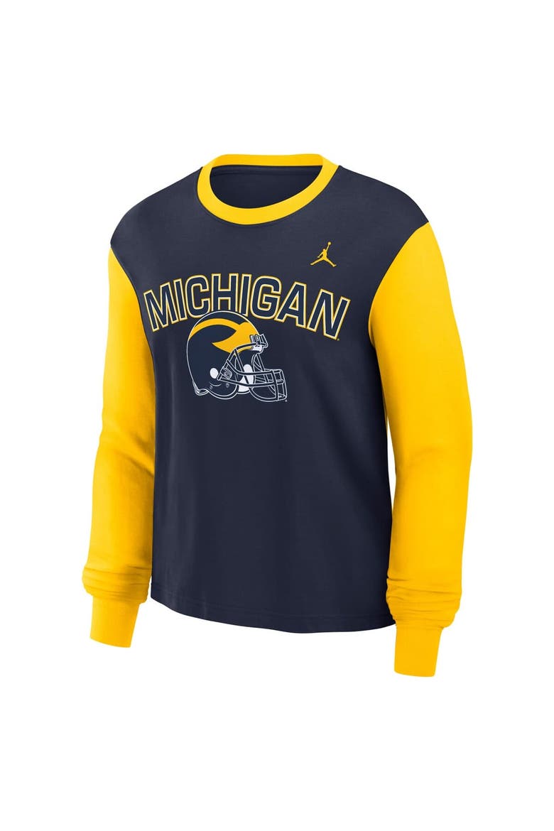 Women's Nike  College Navy Michigan Wolverines Boxy Long Sleeve T-Shirt, Alternate, color, College Navy