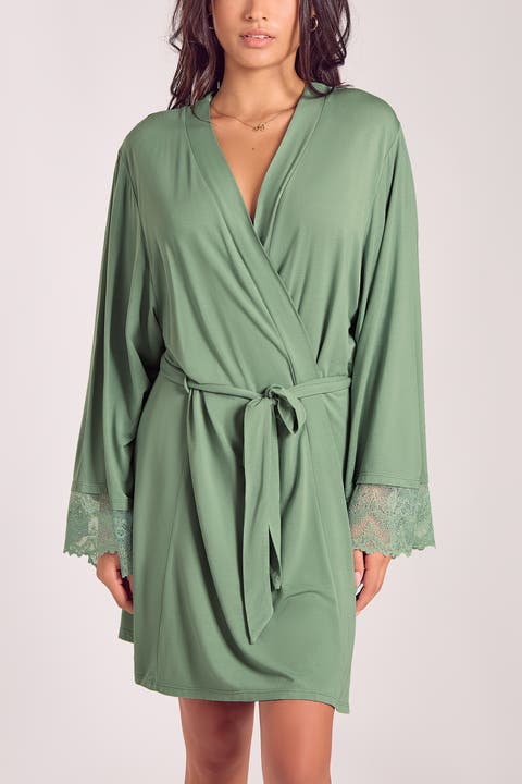 Lace-Trimmed Modal Robe with Adjustable Ties